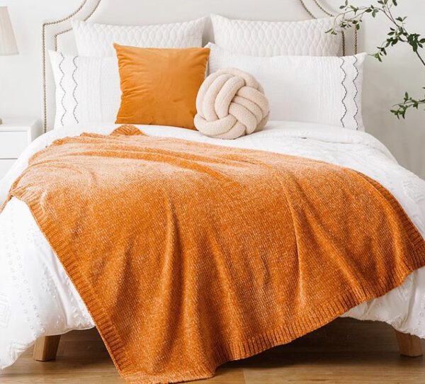 Throws Blanket - Chenille Orange